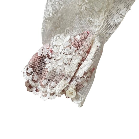 Vintage Jessica McClintock Ivory Lace High-Neck Maxi Dress Tiered Hem Size 10 - Picture 6 of 10